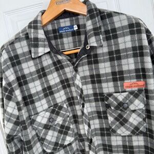 Simply‎ Southern XXL Mens Plaid Fleece Button Up Shirt Jacket Black White Soft
